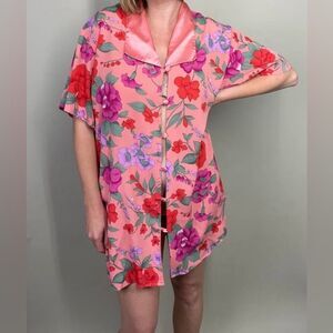 Victoria’s Secret Gold Label| Vintage Floral Nightgown Shirt Pajama Top Pink M/L